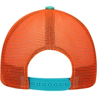 Youth New Era Aqua Miami Dolphins A-Frame 9FORTY Trucker Adjustable Hat