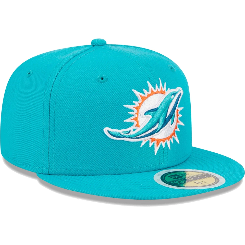 Youth New Era Aqua Miami Dolphins  Main 59FIFTY Fitted Hat