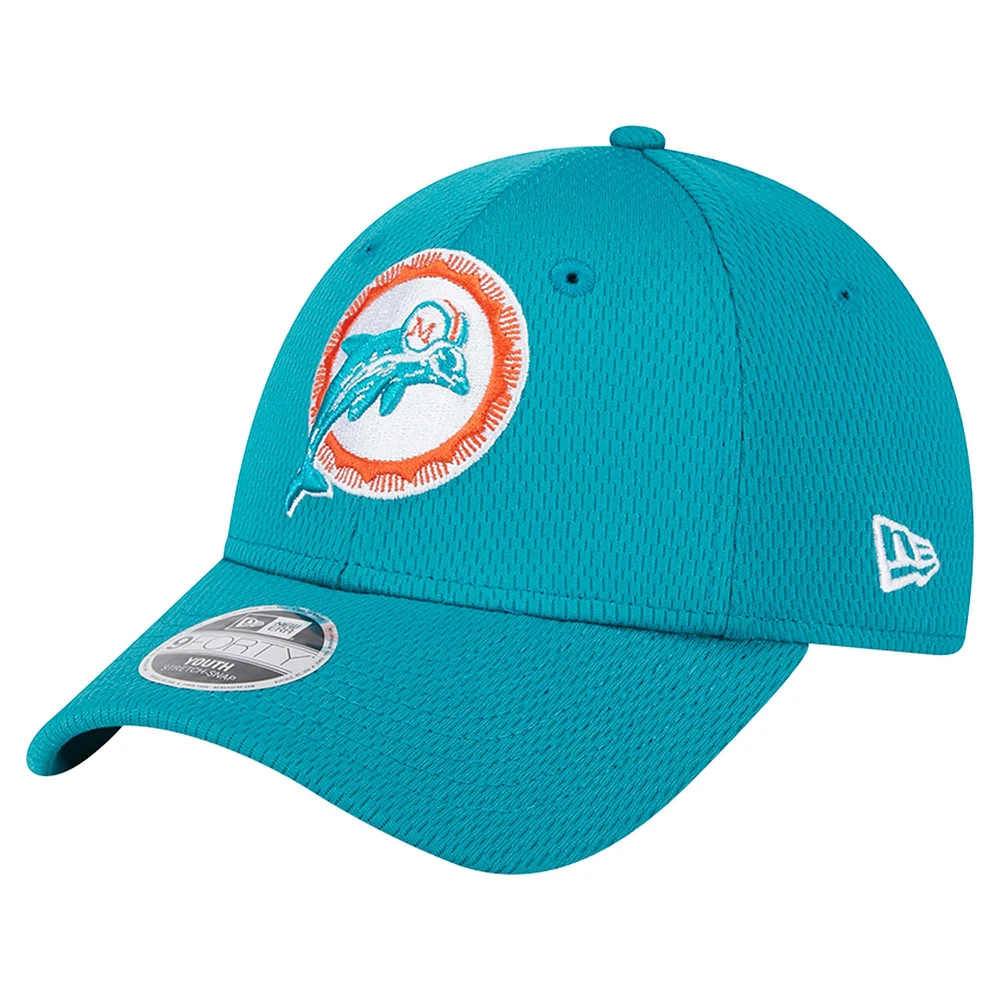 Youth New Era Aqua Miami Dolphins Main 9FORTY Adjustable Hat