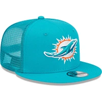 Youth New Era Aqua Miami Dolphins  Main Trucker 9FIFTY Snapback Hat