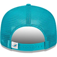 Youth New Era Aqua Miami Dolphins  Main Trucker 9FIFTY Snapback Hat