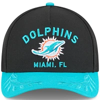Casquette ajustable New Era noire/aqua pour jeune, modèle 9FORTY A-Frame M-Crown, Miami Dolphins, draft NFL 2025