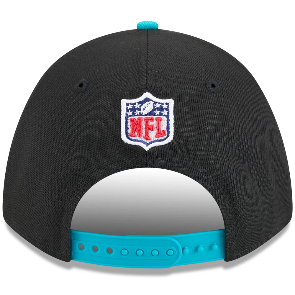 Casquette ajustable New Era noire/aqua pour jeune, modèle 9FORTY A-Frame M-Crown, Miami Dolphins, draft NFL 2025