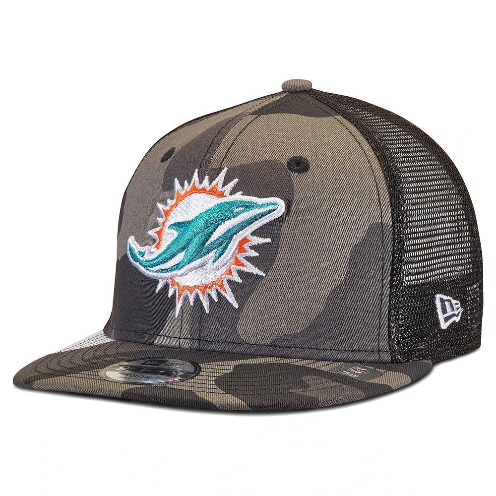 Youth New Era Camo/Black Miami Dolphins Trucker 9FIFTY Snapback Hat