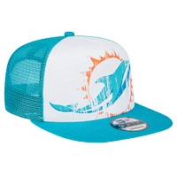 Youth New Era White/Aqua Miami Dolphins Distressed 9FIFTY A-Frame Snapback Hat