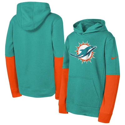 Youth Nike  Aqua Miami Dolphins Club Pullover Hoodie