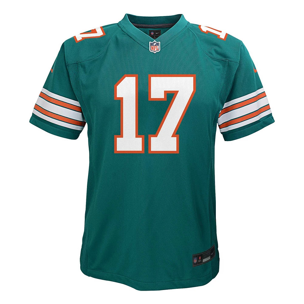 Maillot de jeu joueur remplaçant pour jeunes Nike Jaylen Waddle Aqua Miami Dolphins