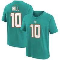 T-shirt avec nom et numéro de joueur Nike Tyreek Hill Aqua Miami Dolphins pour jeunes