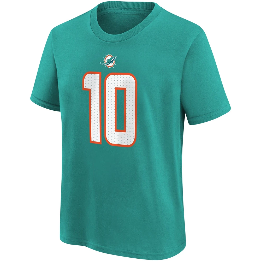 T-shirt avec nom et numéro du joueur Nike Tyreek Hill Aqua Miami Dolphins pour jeune