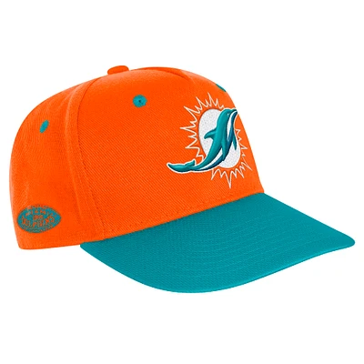 Casquette ajustable pré-courbée structurée orange/aqua pour jeunes Miami Dolphins Pro-Sport