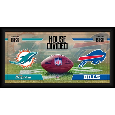 Collage de football encadré 10" x 20" des Dolphins de Miami contre les Bills de Buffalo