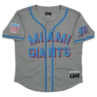 Maillot Homme Rings & Crwns #8 Gris Miami Giants Mesh Button-Down Replica Jersey