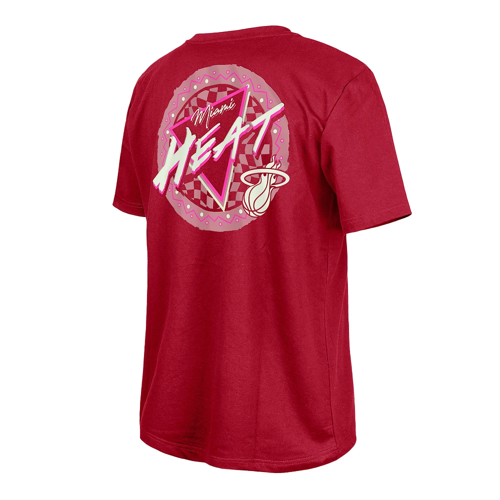 New Era  Dark Red Miami Heat Glow-in-the-Dark T-Shirt