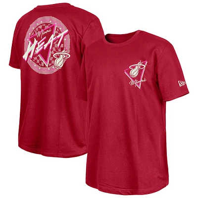 New Era  Dark Red Miami Heat Glow-in-the-Dark T-Shirt