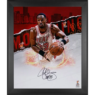 Alonzo Mourning Miami Heat autographié encadré 20" x 24" Photographie en gros plan