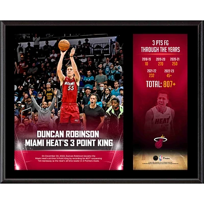 Plaque sublimée à trois points de la franchise 2022 de Duncan Robinson Miami Heat 12" x 15"