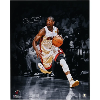 Dwyane Wade Miami Heat Autographed 16" x 20" Dribbling in White for Hall of Fame Floating Collage Photograph