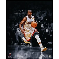 Dwyane Wade Miami Heat Autographed 16" x 20" Dribbling in White for Hall of Fame Floating Collage Photograph