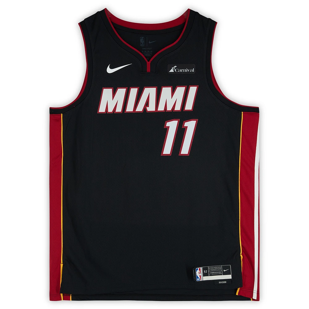 Maillot Swingman Nike Black Icon Edition autographié par Jaime Jaquez Jr. Miami Heat