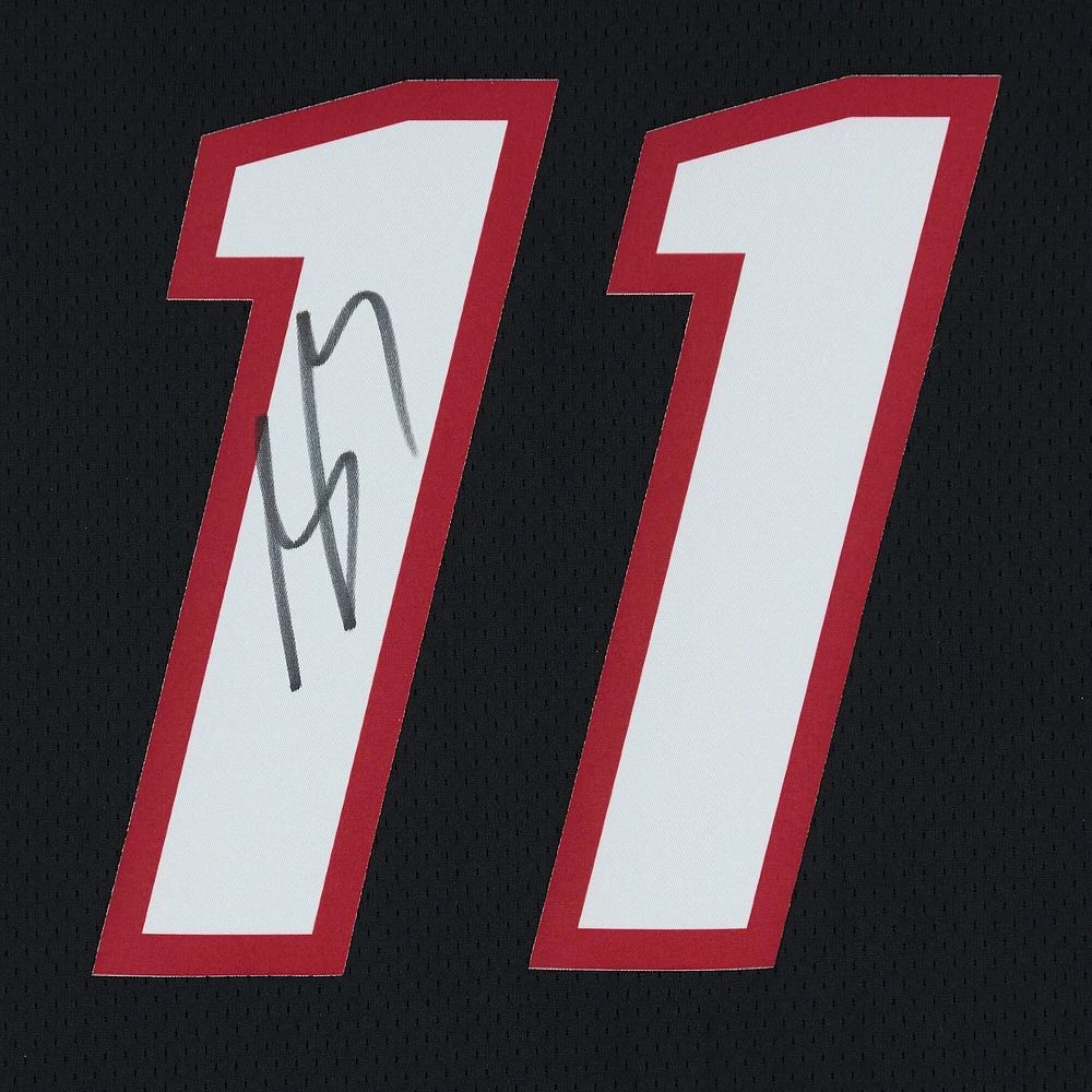Maillot Swingman Nike Black Icon Edition autographié par Jaime Jaquez Jr. Miami Heat