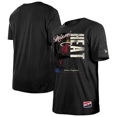 T-shirt New Era noir Miami Heat Distressed Throwback Vintage Color Pack pour homme