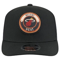 Men's New Era  Black Miami Heat Victory Grove Circle Patch 9SEVENTY Adjustable Hat