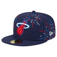 Men's New Era  Navy Miami Heat Americana Fireworks 59FIFTY Fitted Hat