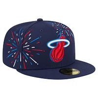 Men's New Era  Navy Miami Heat Americana Fireworks 59FIFTY Fitted Hat