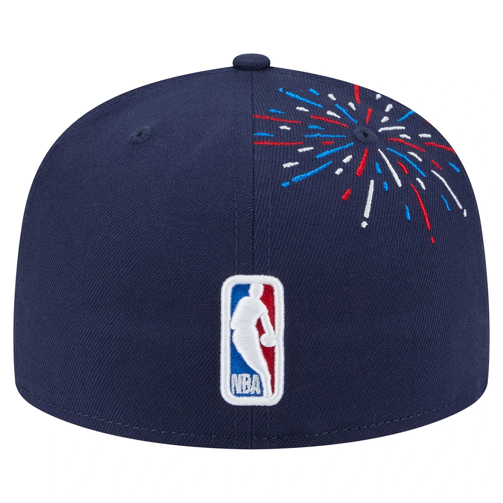 Men's New Era  Navy Miami Heat Americana Fireworks 59FIFTY Fitted Hat