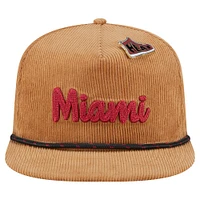 Men's New Era  Tan Miami Heat Victory Grove Corduroy Sneaker Pin Golfer Adjustable Hat