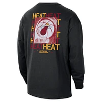 Men's Nike Black Miami Heat Courtside Oversized Long Sleeve T-Shirt