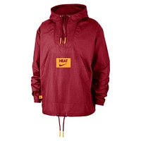 Men's Nike  Red Miami Heat Courtside Premium Club Anorak Quarter-Zip Hoodie Jacket