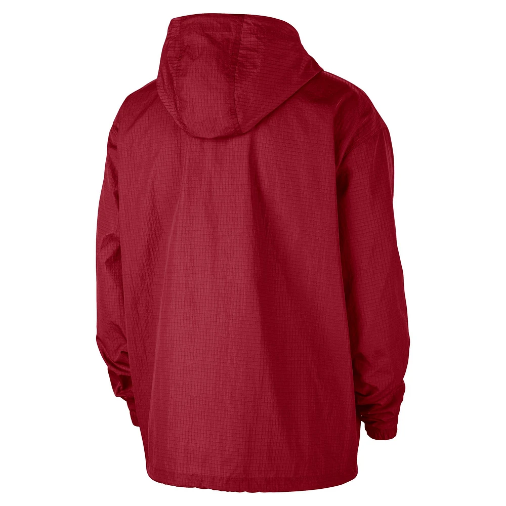 Men's Nike  Red Miami Heat Courtside Premium Club Anorak Quarter-Zip Hoodie Jacket