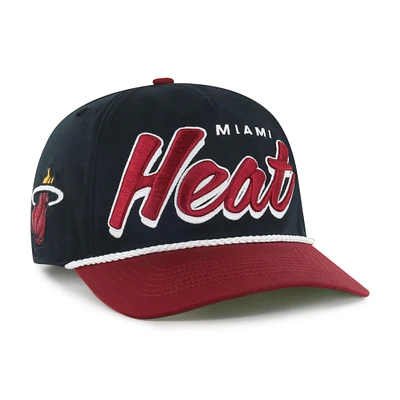 Casquette ajustable Dropshadow Rope Hitch noire/rouge Miami Heat '47 pour homme