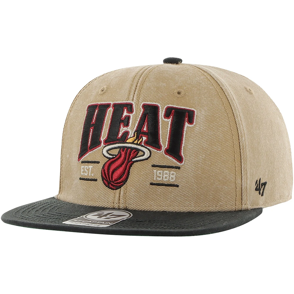 Casquette Snapback Miami Heat Chilmark Captain '47 kaki/noir pour hommes