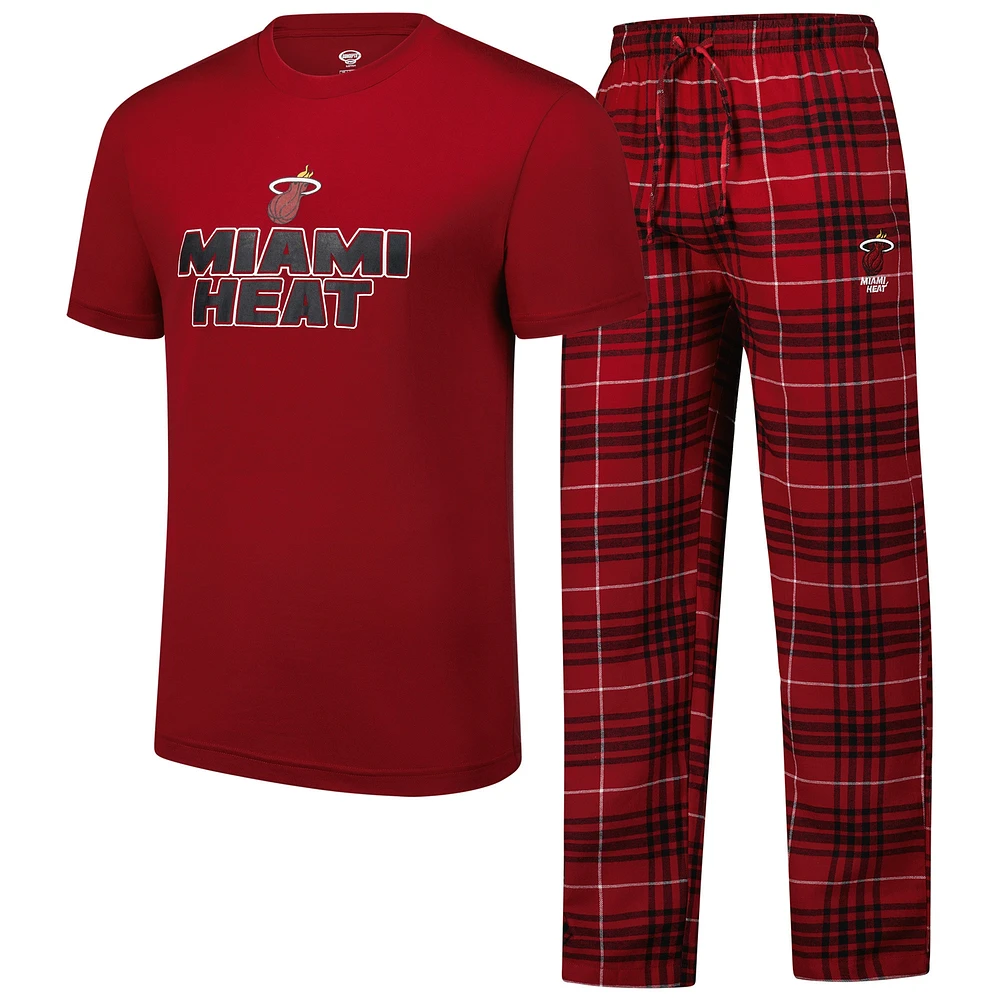 Ensemble de nuit pour homme avec t-shirt et pantalon en flanelle Miami Heat Vector Red Concepts Sport