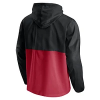 Men's Fanatics Black/Red Miami Heat Anorak Block Party Windbreaker Half-Zip Hoodie Jacket