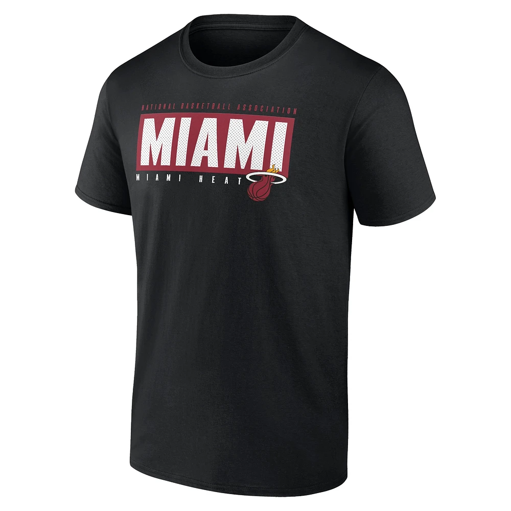 T-shirt noir Miami Heat Box Out Fanatics pour hommes