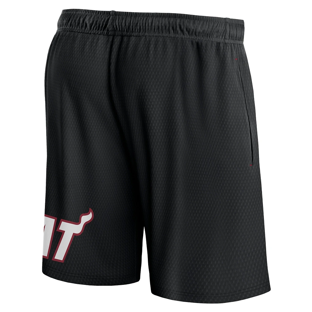 Short en maille à lancer libre Fanatics noir Miami Heat pour hommes