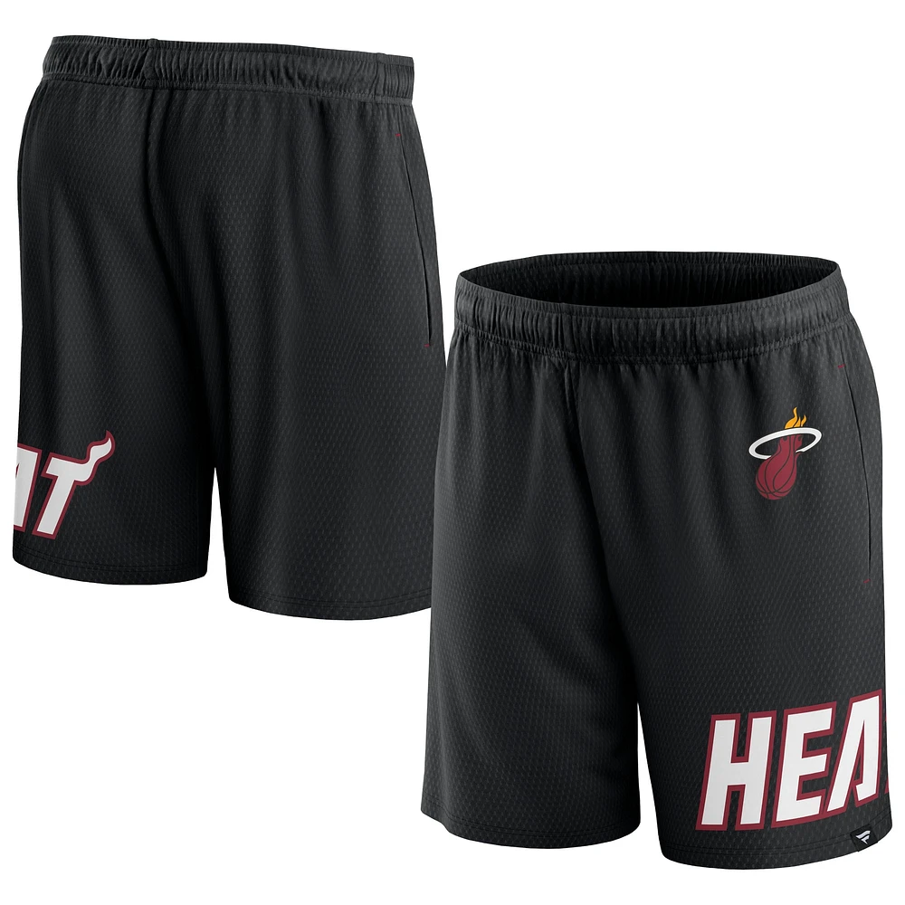 Short en maille à lancer libre Fanatics noir Miami Heat pour hommes