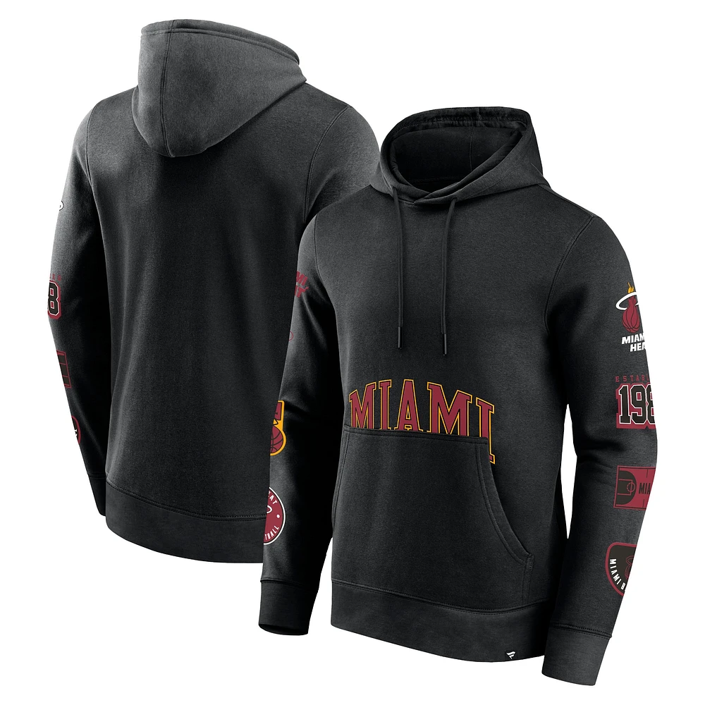 Men's Fanatics Black Miami Heat Home Court Pullover Hoodie