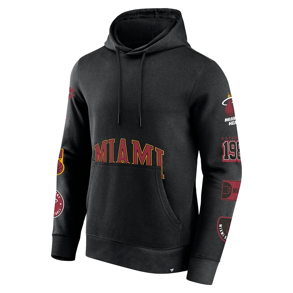 Men's Fanatics Black Miami Heat Home Court Pullover Hoodie