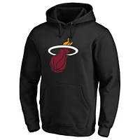 Men's Fanatics Black Miami Heat Icon Primary Logo Fitted Pullover Hoodie