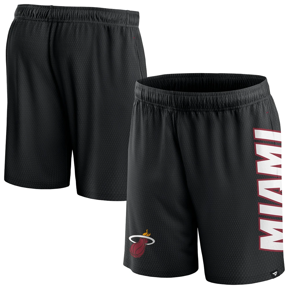 Men's Fanatics Black Miami Heat Post Up Mesh Shorts