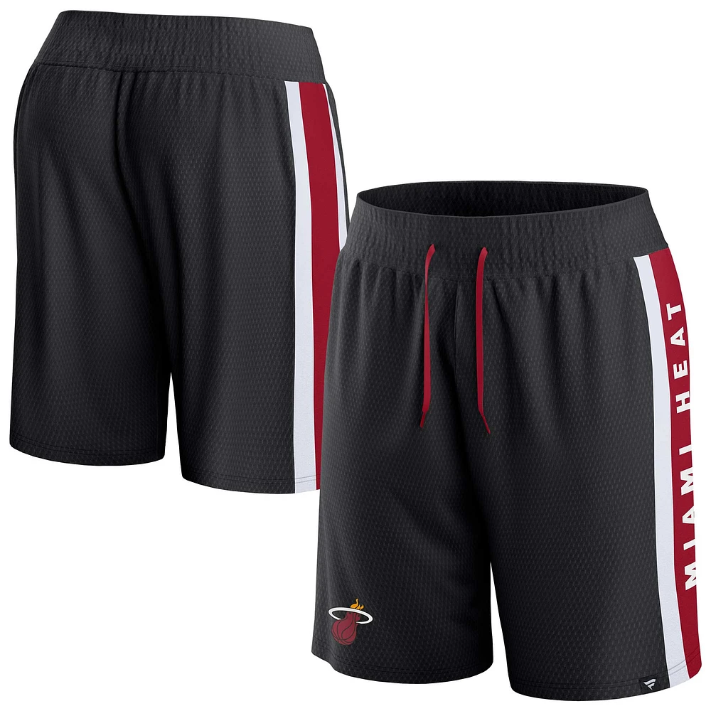 Short en maille emblématique noir Miami Heat Referee Fanatics pour hommes