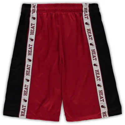 Miami Heat Fanatics Branded Big & Tall Tape Mesh Shorts - Red/Black