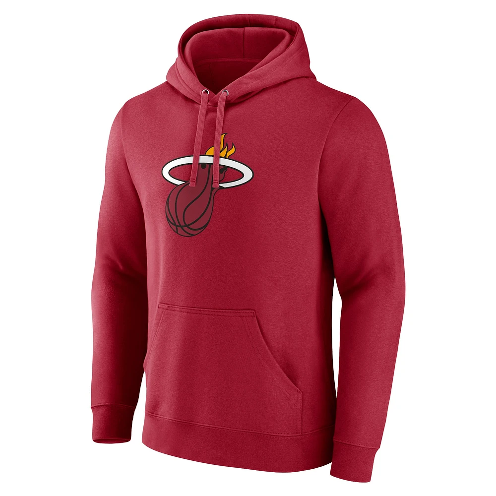 Sweat à capuche avec logo principal Fanatics Red Miami Heat pour hommes