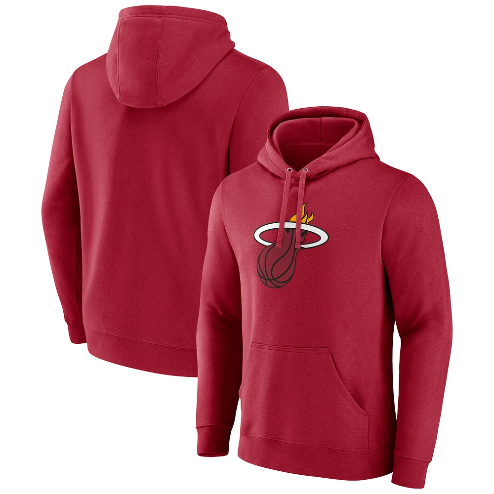 Men's Fanatics  Red Miami Heat Primary Logo Pullover Hoodie