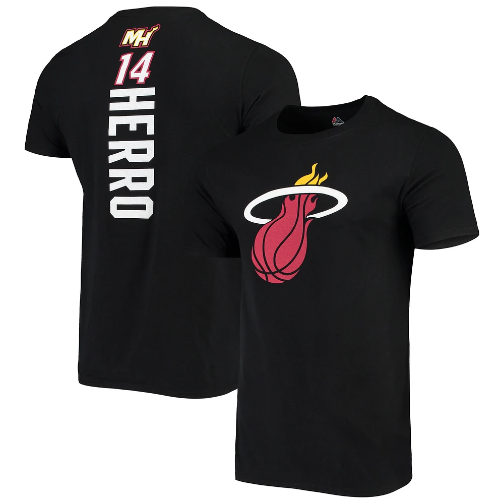 Men's Fanatics Tyler Herro Black Miami Heat Playmaker Name & Number Logo T-Shirt