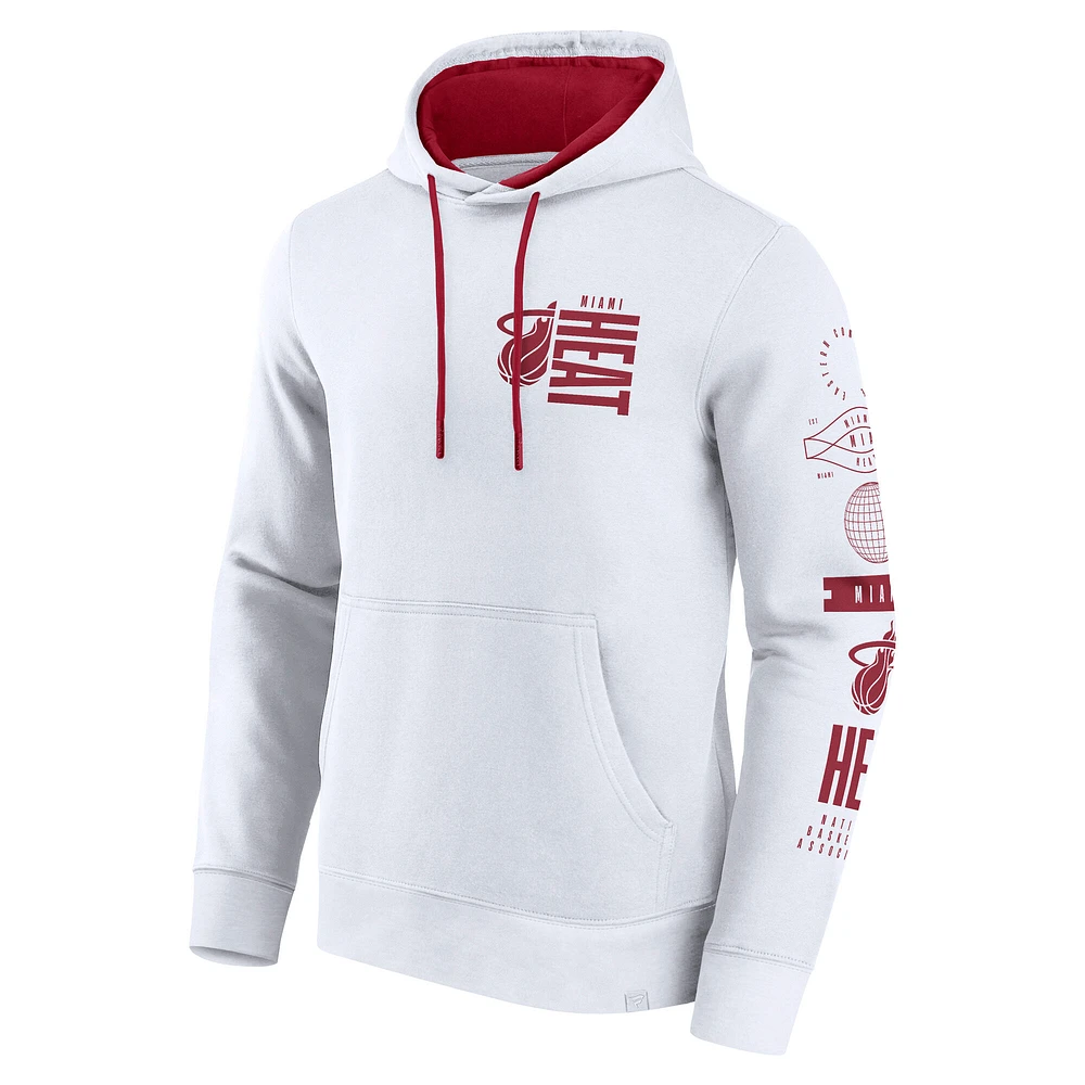 Men's Fanatics  White Miami Heat Game Time Crossover Pullover Hoodie